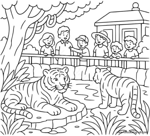 Detailed Zoo Coloring Page