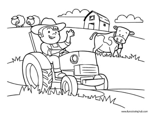 Easy Farm Coloring Page