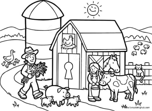Farm Scene Coloring Page