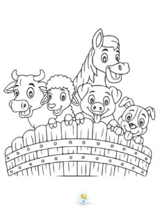 Farm animals at the fence