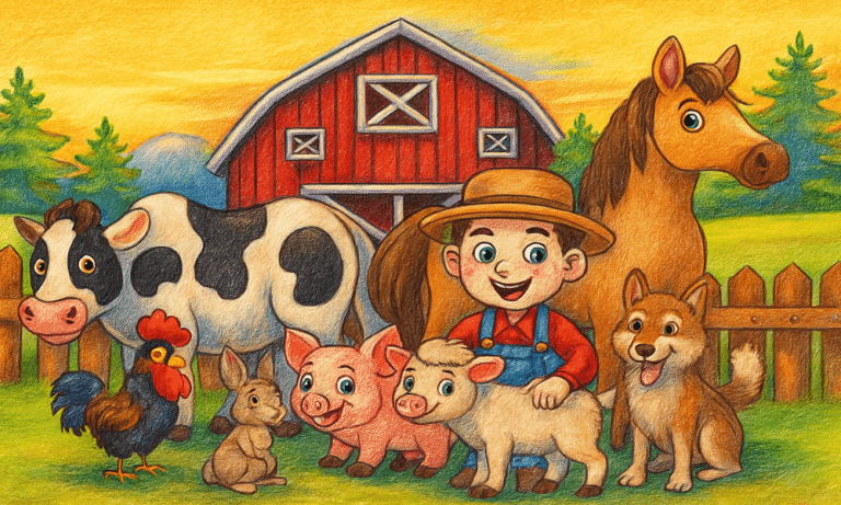 Farm coloring pages for kids