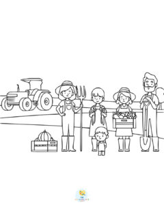 Farmer's family coloring page