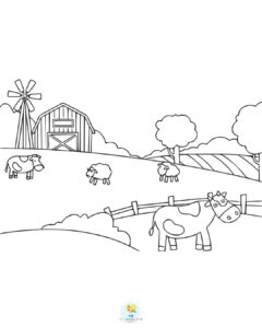 Farmyard colouring page