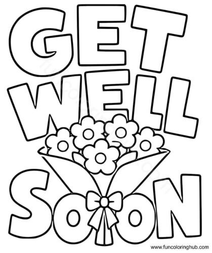 Free Printable Get Well Soon Flower Bouquet Coloring Page