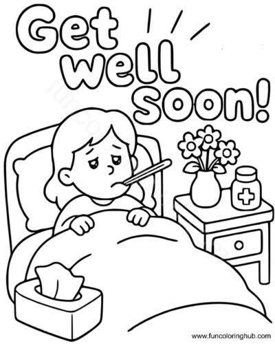 Get Well Soon Girl Coloring Page