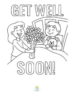 Get Well Soon wishes coloring page