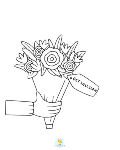 Get well soon bouquet coloring page