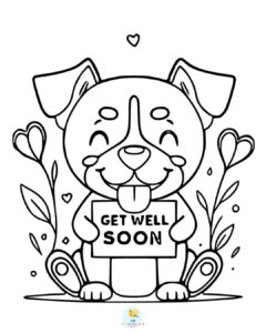 Get well soon by dog coloring page