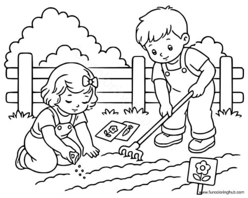Kids Playing On Farm