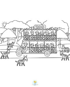 Kids at zoo coloring sheet