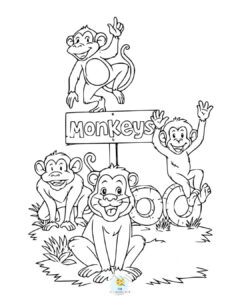 Monkey zoo coloring page