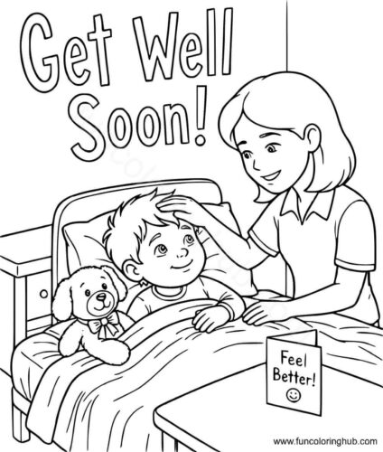 Mother Tending Child Coloring Page
