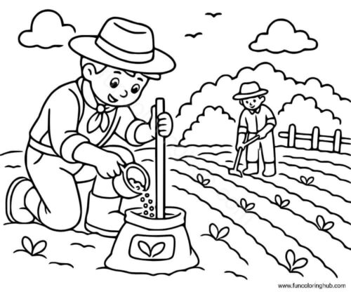 Realistic Farm Coloring Page
