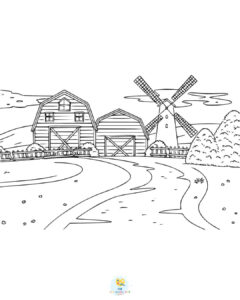 Realistic farm coloring page