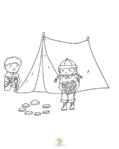 Scouts setting up camp tent