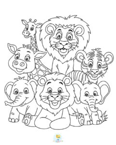 Simple zoo animals coloring page