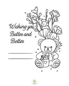 Teddy wishing get well soon coloring page