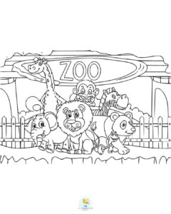 Zoo animals coloring page
