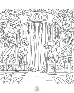 Zoo birds coloring page