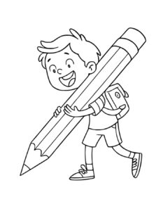 Boy with a huge pencil