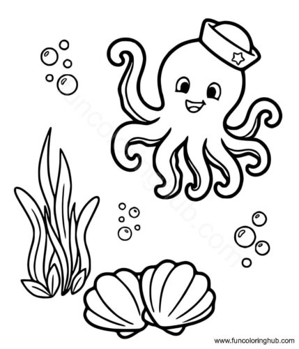 Cute Octopus Coloring Page