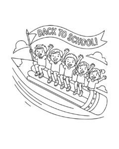 Kids going back to school on pencil rocket