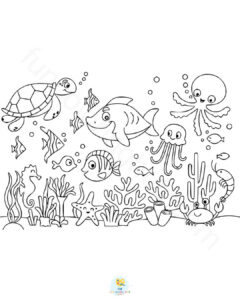 Ocean animals coloring page