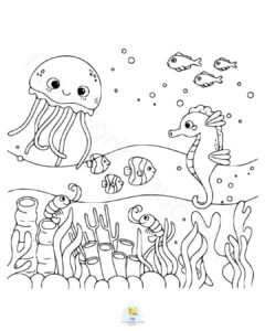 Octopus under the sea coloring page