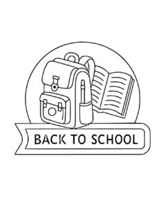 School bag and books coloring page