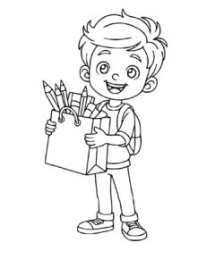 School boy coloring page