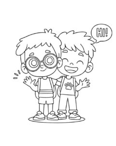 School boys coloring page