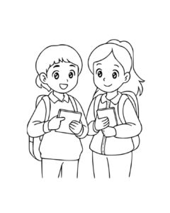 School kids coloring page