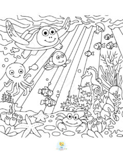 Sea animals coloring page