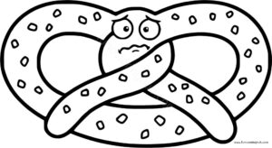 Cartoon pretzel coloring page