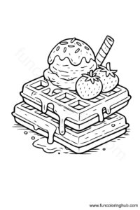 Waffle with ice cream coloring page