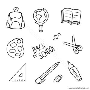 School supplies coloring page School supplies coloring page