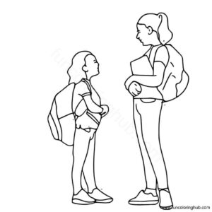 Students talking coloring page Students talking coloring page