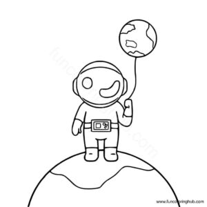 An astronaut with earth shaped balloon