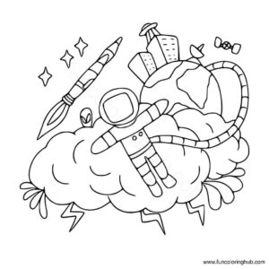 Astronaut in space coloring page