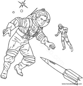 Astronauts in space coloring page