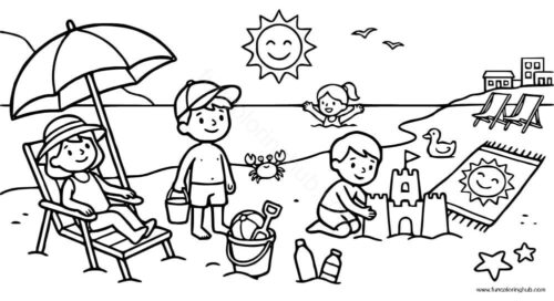 Beach Coloring Page Free