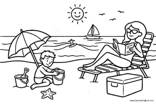 Beach Coloring Sheets For Kids