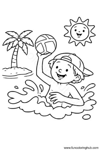 Beach Play Coloring Pages