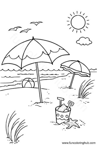 Beach Scene Coloring Sheets