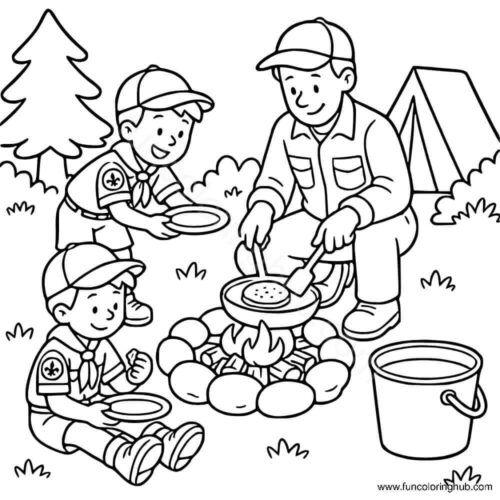 Boys Scout Camping Coloring Pages