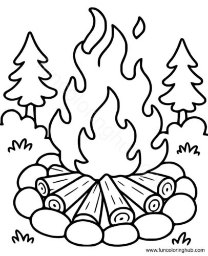 Camp Fire Coloring Page