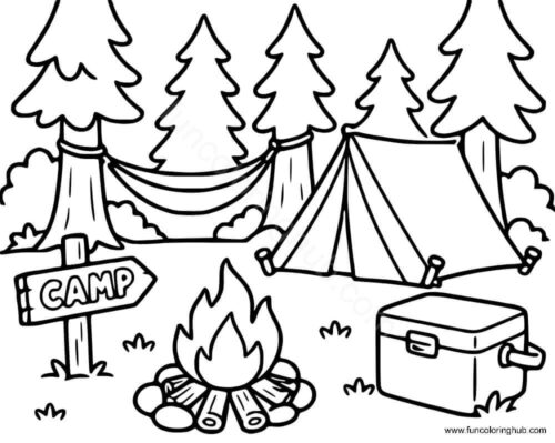 Camp Scene Coloring Pages
