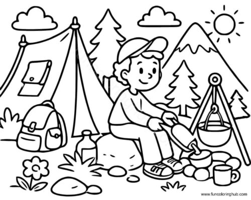 Camping Coloring Pages For Kids