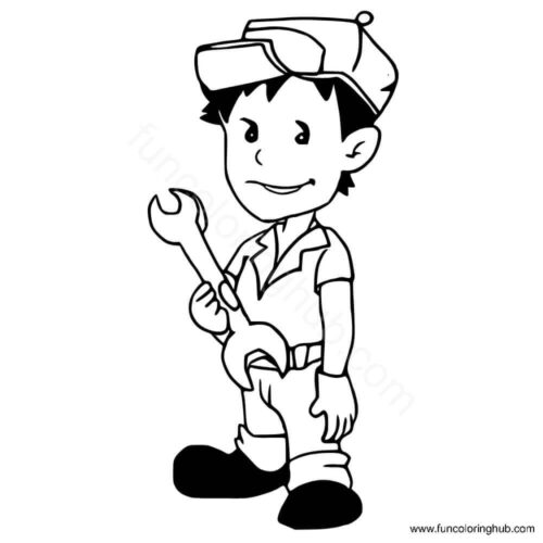 Car mechanic coloring page Car mechanic coloring page