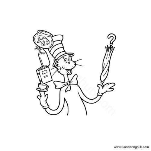 Cat in the hat coloring pages to print free